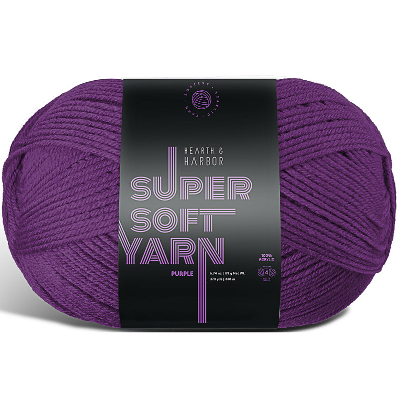 Hearth & Harbor Acrylic Crochet Yarn, Purple