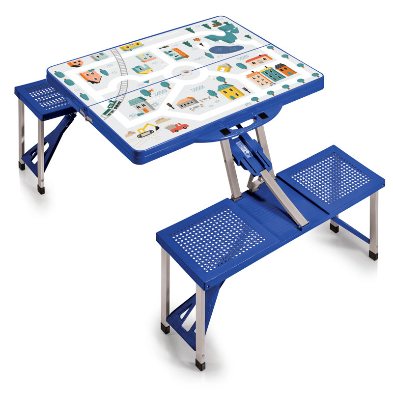 Table de pique-nique pliante avec trou pour parasol Play Town Talarisha, Bleu