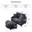 Modern Convertible 2-Seater Sofa Bed With Storage Ottoman, Reclining Backrest, And Side Pocket Armrest-956782542