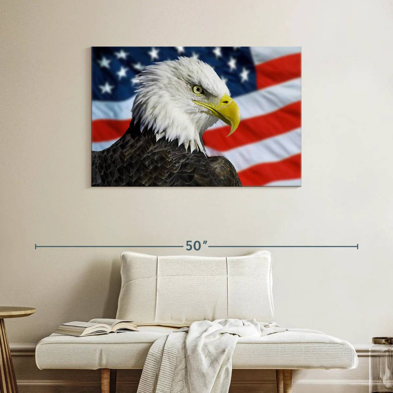 Brampt Patriotic Alaskan Bald Eagle, 26" H x 39" W