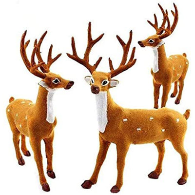 3 pièces de sculpture de résine de Noël renne statue de cerf individuel bureau à domicile ornement de table fournitures élégantes