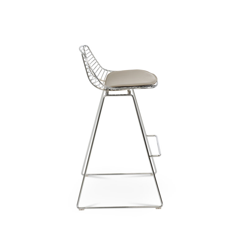 Tiger Mini Wire Stools, Bone, Chrome, Counter Stool (24” Seat Height)