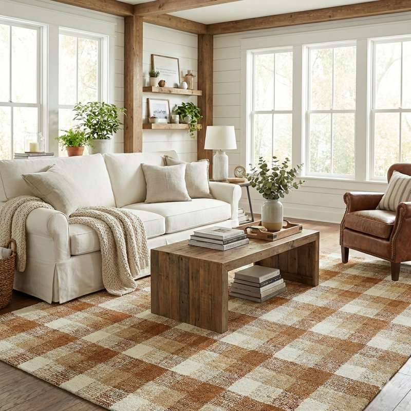 Tapis en laine tuftÃ© Ã  la main Azevedo Plaid, Rectangle 2 pi x 3 po