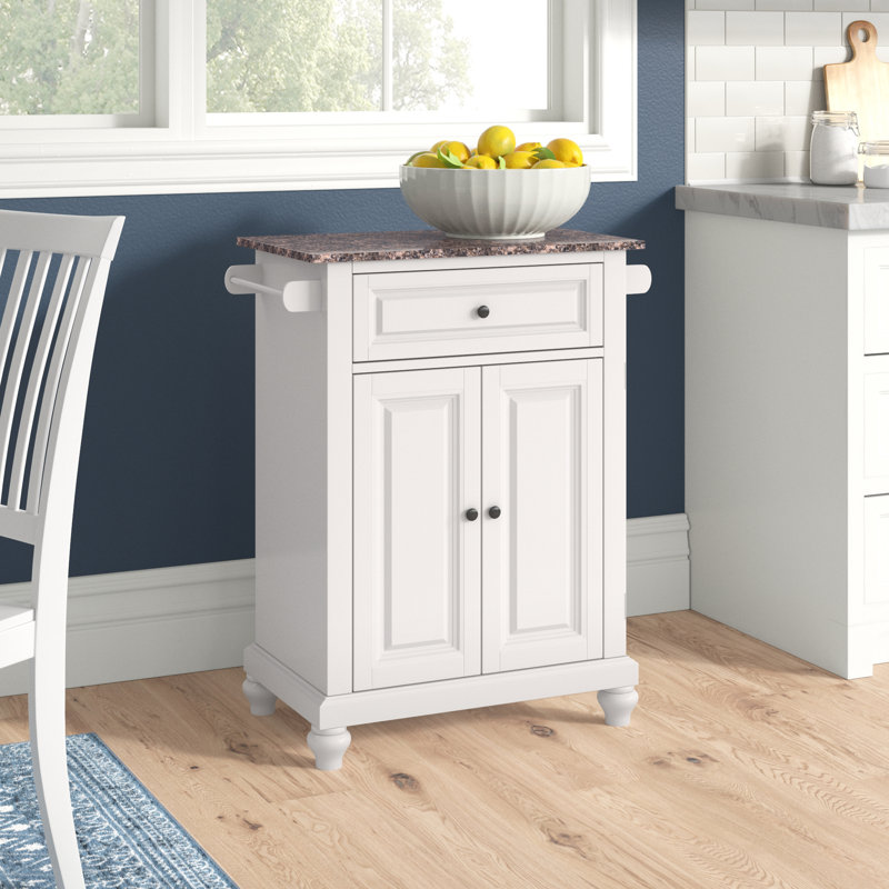 Altonio Marble Top Kitchen Cart, White