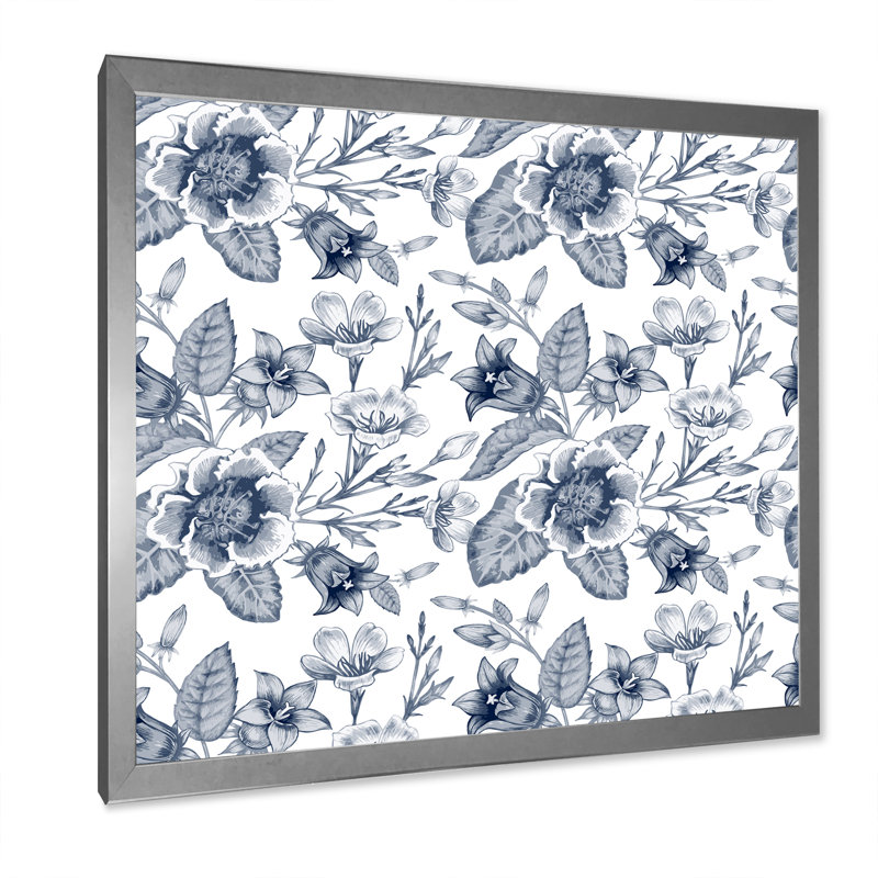 Fleurs blanches dans des tons de gris - impression sur toile, H 31,5 po x l 31,5 po, Cadre argenté