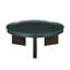 Table basse de style vintage avec plateau noir-vert brillant et pieds en placage chêne blanc