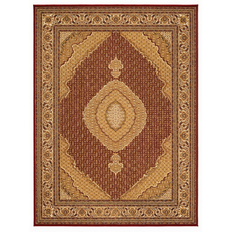 Tapis intérieur / extérieur rouge / beige 4 pi x 6 pi (3 pi 9 po x 5 pi 6 po) à motif de médaillon persan Faris