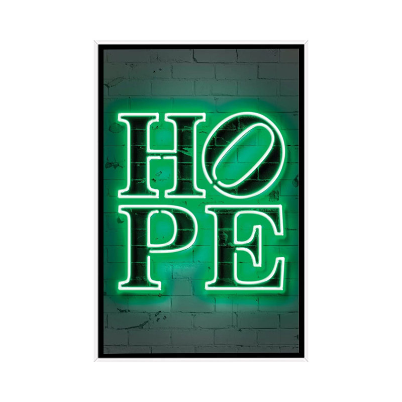 "Hope" par Octavio Mielu-impression d’art textuel, Toile blanche encadrée, Pas de tapis, H 48 po x l 32 po x P 1,5 po