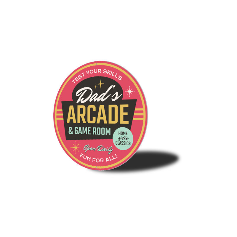 Panneau en aluminium «Dad's Arcade», H 12 po x l 12 po x P 0,04 po