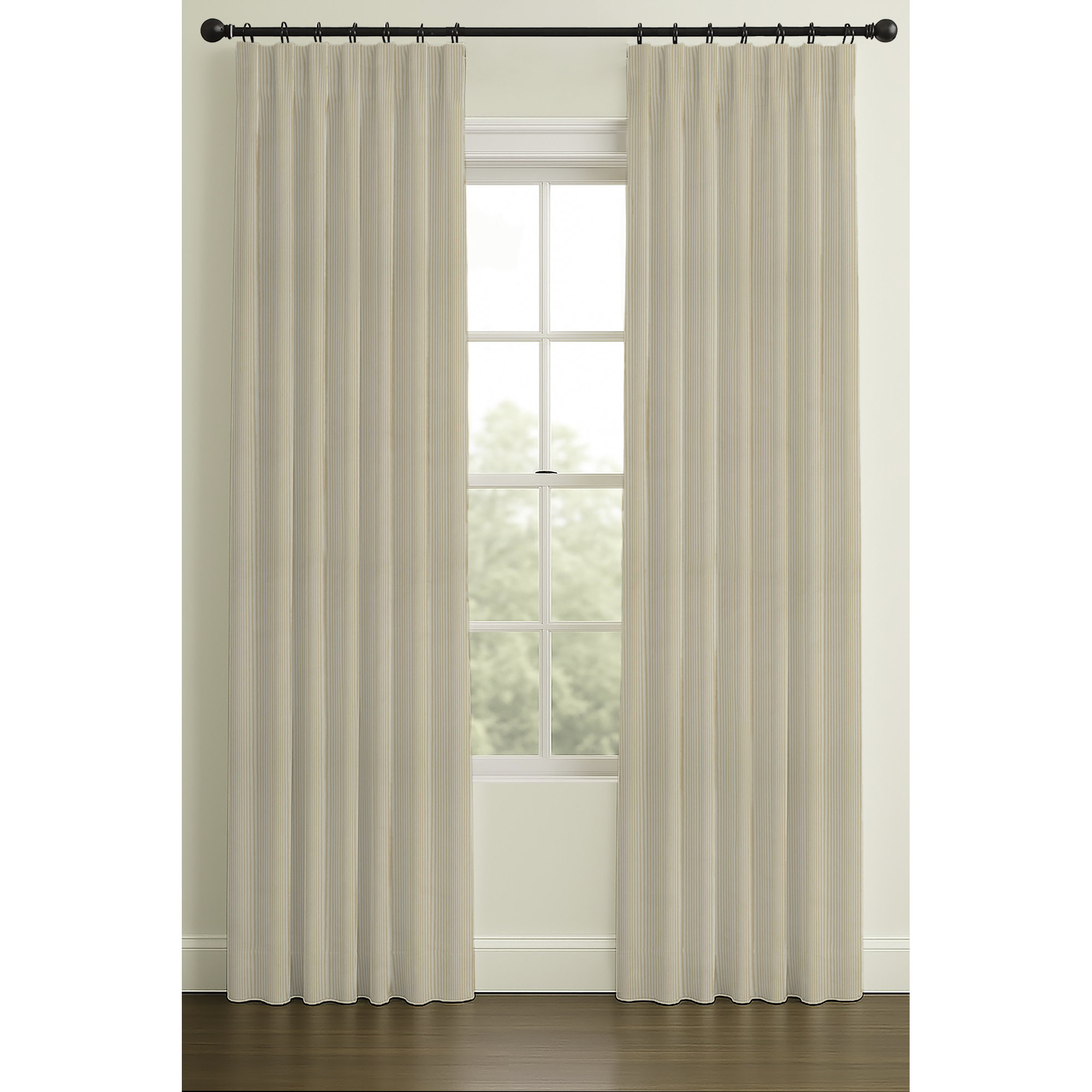 108" Inverted Pleat Double Lining Cotton Monroe Sand, Double, 33" W x 108" L, Inverted Pleat