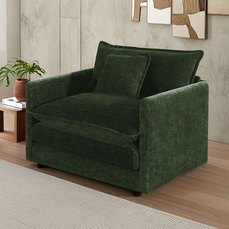 Modular Armchair with Toss Pillow, Green