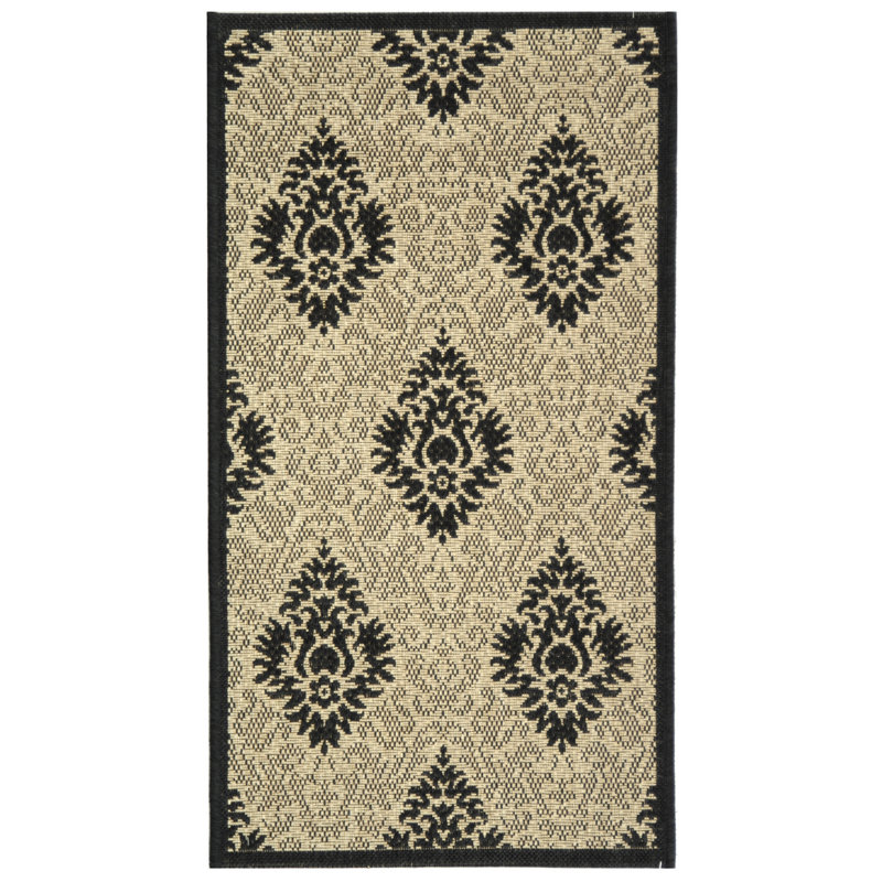Arneshia Damask Sand/Black Area Rug, Rectangle 8' x 11'