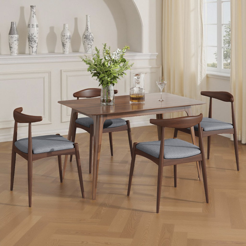 Ensemble de salle à manger rectangulaire 47,2 po avec 4 chaises, plateau en faux bois, capacité de 300 lb, Gris clair