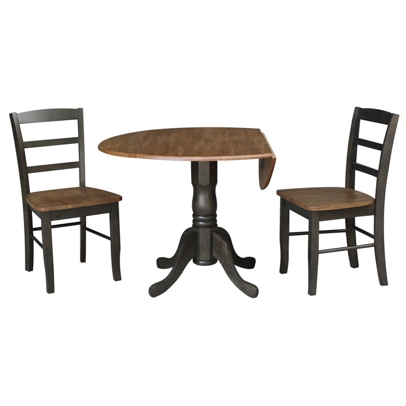 Ensemble de salle à manger 3 pièces Gannie, Hickory / charbon délavé