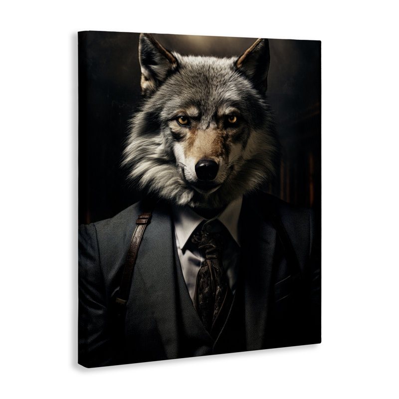 Toile tendance loup de Wall Street, design par Ray Powers, H 48 po x l 36 po