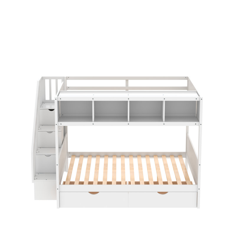 Gissette Kids Twin Over Full Bunk Bed with Drawers, White