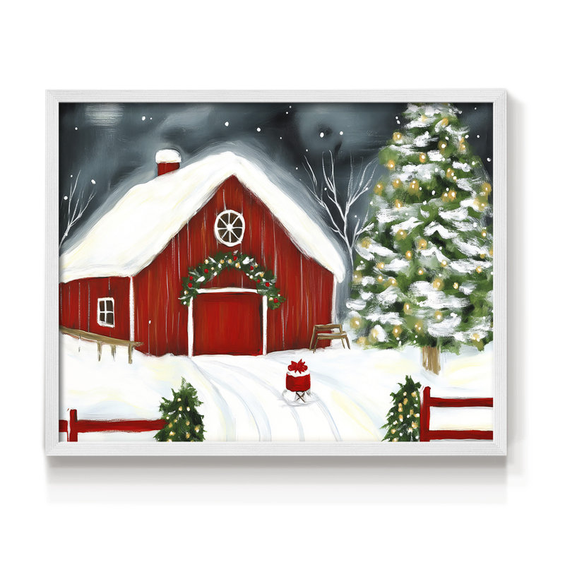 Art de Noël - DCCVII - Reproduction encadrée - Restickable, H 11 po x l 14 po, Blanc