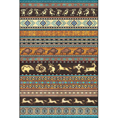Tapis tissé à motif géométrique Bull Deer