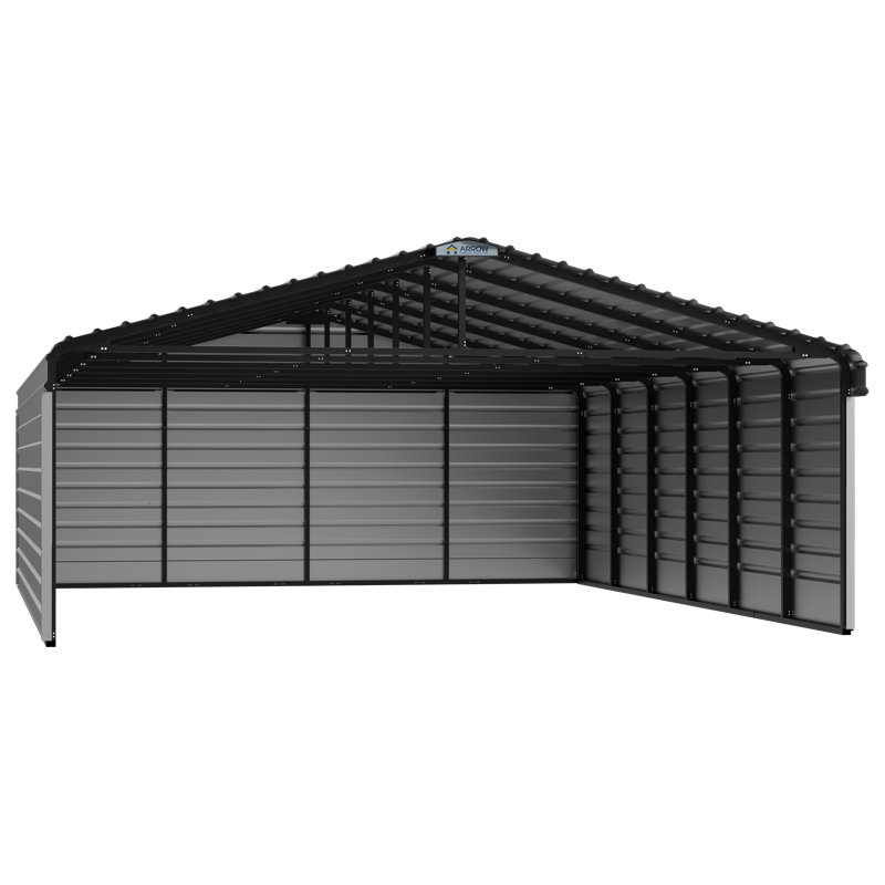 Steel Carport With 3 Wall Kits, 20X29X07, White