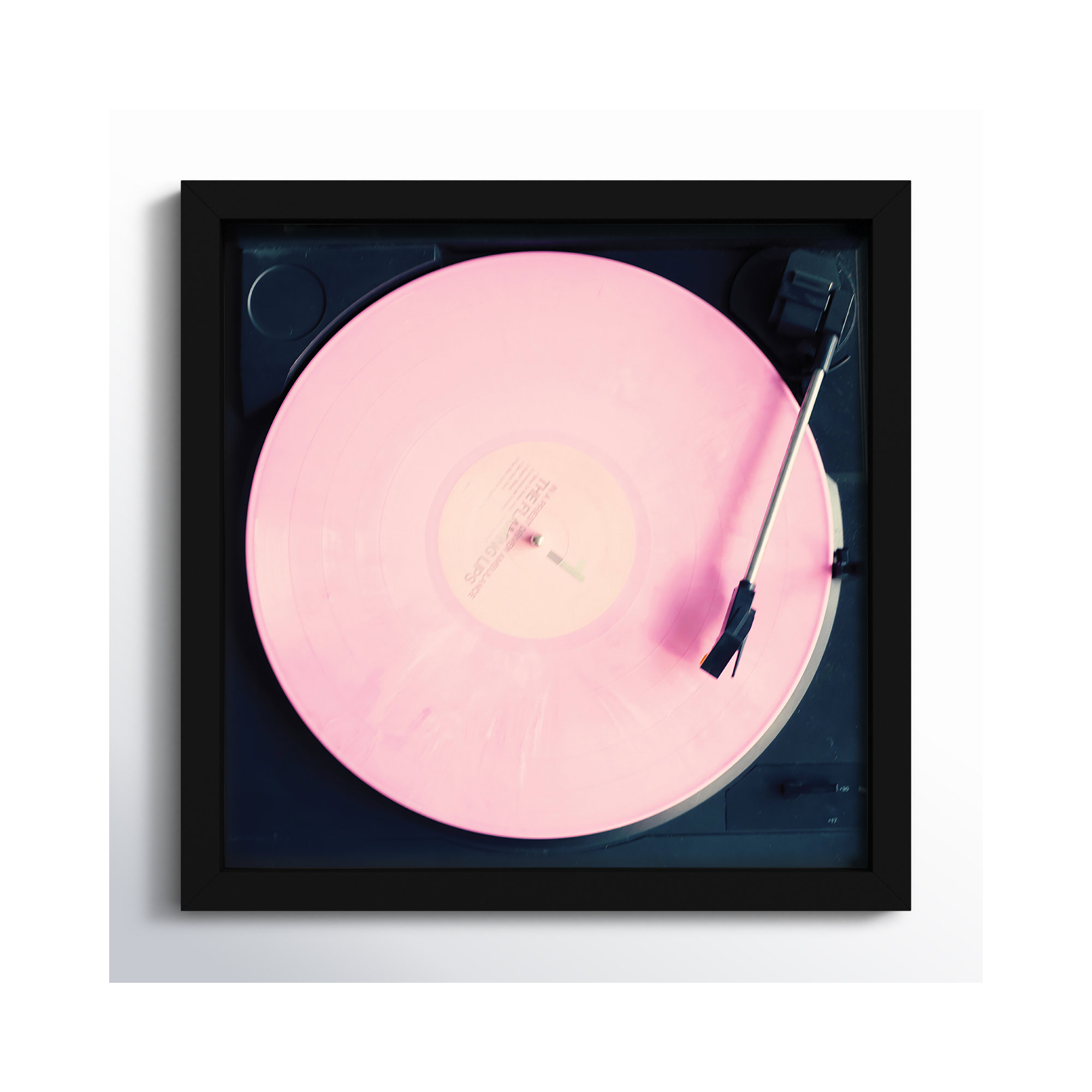 Pink Record by Caroline Mint, 15.25" H x 15.25" W x 0.88" D, Black