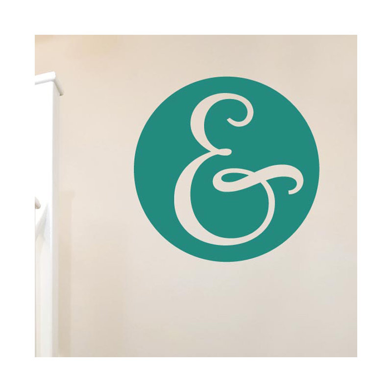 Ampersand In Circle Wall Sticker, Aqua Green