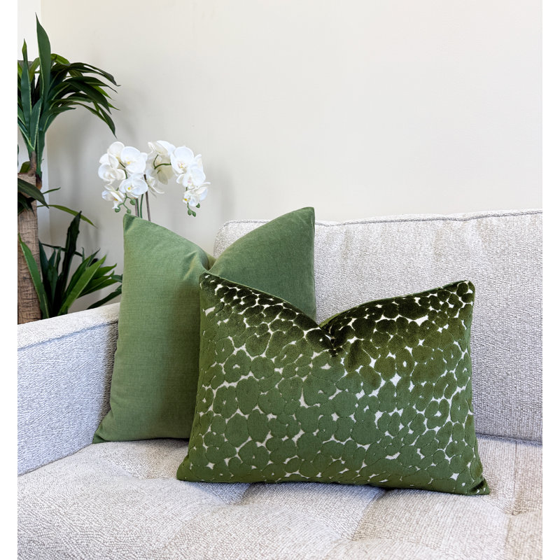 Animal Print Velvet Throw Pillow Cover, Emerald, 20"H x 20"W