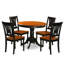 L'ensemble de meubles de salle à manger 3 pièces comprend une table de cuisine ronde avec piédestal et 2 chaises de salle à manger, 36 po x 36 po, noir et cerise-600105959-600108057-600108058