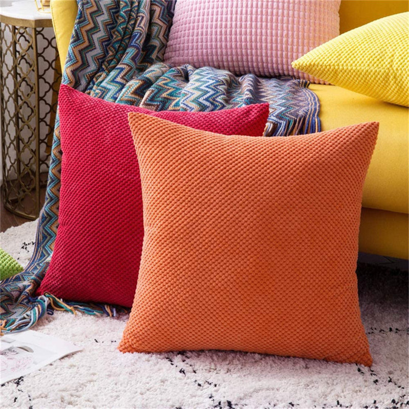 Square Red and Orange Acrylic Pillow Covers with Inserts, Set of 2