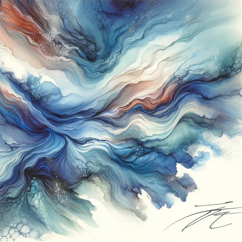 «Coastal Elegance - Serene Tides», reproduction d'art sur toile bleu terreux et océan sur toile, H 12 po x l 12 po