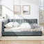 Structure de lit double capitonnée, canapé-lit avec dossier confortable et accoudoirs, lit double pour chambre à coucher, salon, velours (81 po x 60 po x 29,5 po)-1271103682