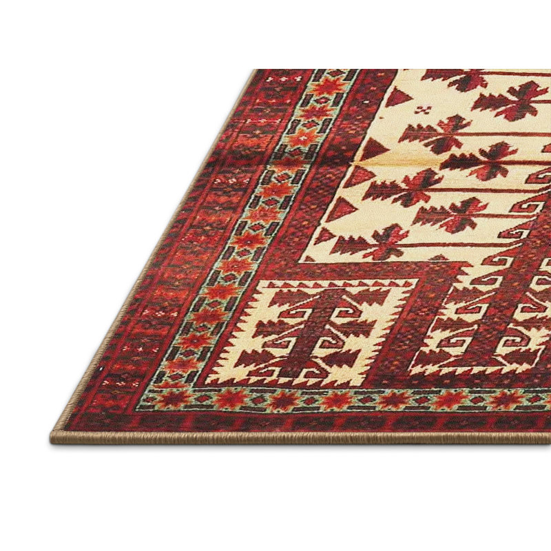 Tapis traditionnel rouge / beige Ulti, Rectangle 5 pi x 7 pi