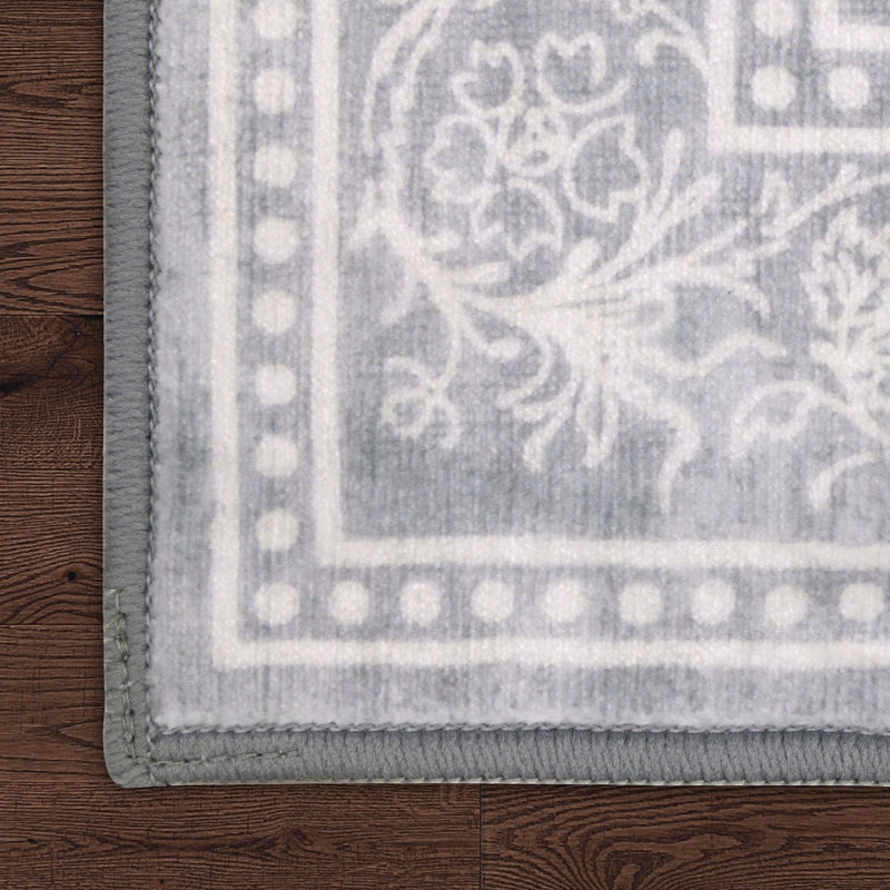 Laura Ashley Washable Printed Velvet Rug, Grey, 6' x 9'