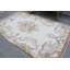 Grand tapis turc Oushak tissé à la main idéal pour la chambre à coucher ou la salle à manger en blanc rétro