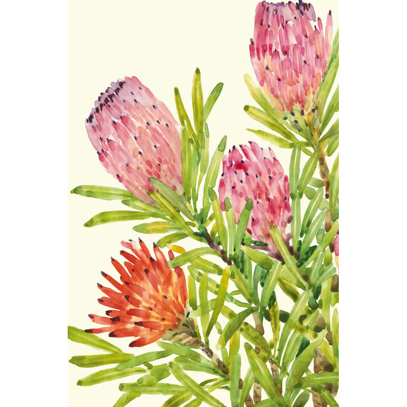 Watercolour Tropical Flowers I 1 Piece Wrapped Canvas Painting, 46cm H x 30cm W x 3.8cm D