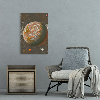 Tourbillon de planète cosmique, art abstrait rétro, paysage naturel