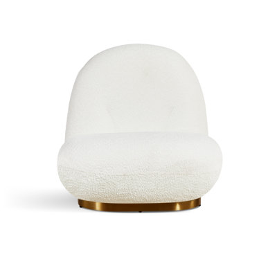 Leif White Plush Glam Lounge Chair with Gold Base