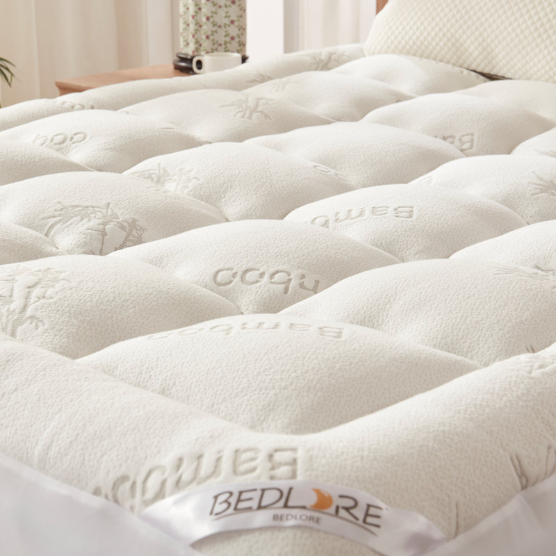 BEDLORE® Rayon Bamboo Mattress Topper, Pillow Top Mattress Pad with 6-18'' Deep Pocket, Soft Bed Topper for Back Pain Relief