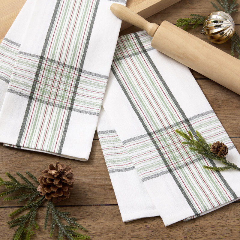 Tree Farm Plaid Semi Bleach Dishtowel Set/2