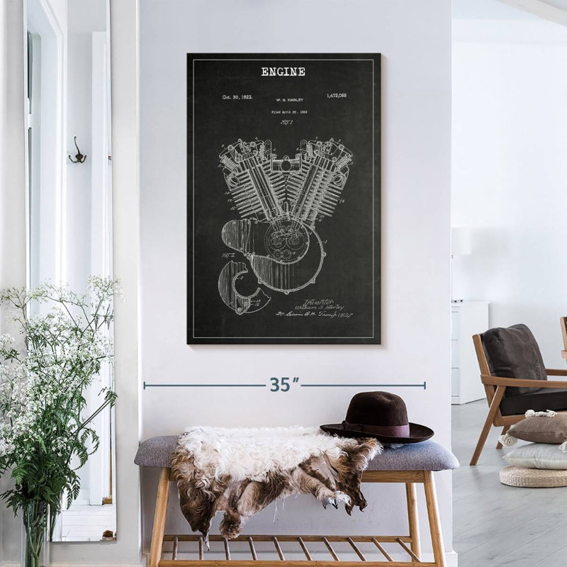 Moteur BW - impression sur toile tendue, H 36 po x l 24 po x P 1,25 po