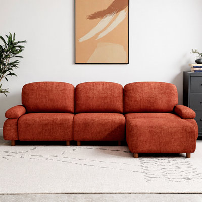 Canapé modulaire en chenille de L 111 po avec repose-pieds 111 po | Canapé moderne avec structure en bois massif et mousse haute densité, ensemble de salon polyvalent