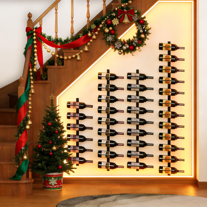Ensemble de 2 porte-bouteilles à 12 bouteilles pour 24 bouteilles de vin, support à vin mural amovible, support de rangement pour bouteilles de vin utilisé comme une ou quatre, pour salle à manger, cave à vin, cadeau d'amateur de vin