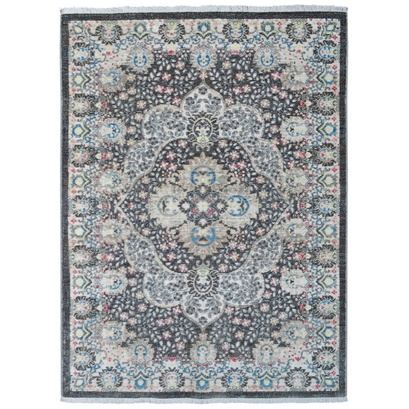 Beier MACHINE MADE POLYESTER AREA RUGS  - 2'x3'10'', Rectangle Shape, Beige Black Color, Classic Oriental Traditional  Design, Low Pile Machine Made Area Rugs