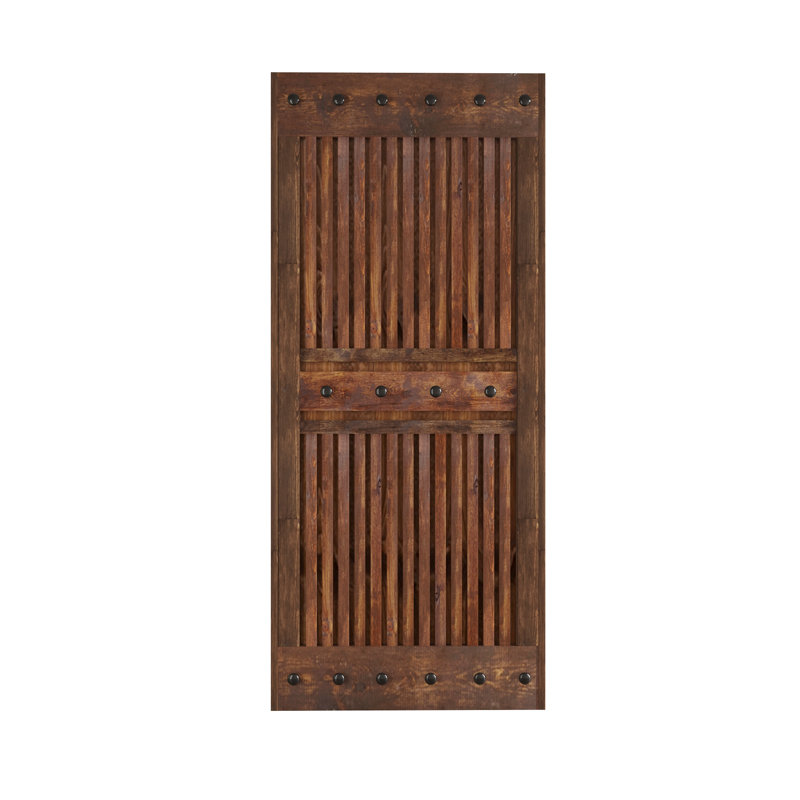 Porte de grange en bois sans quincaillerie d'installation, Noyer