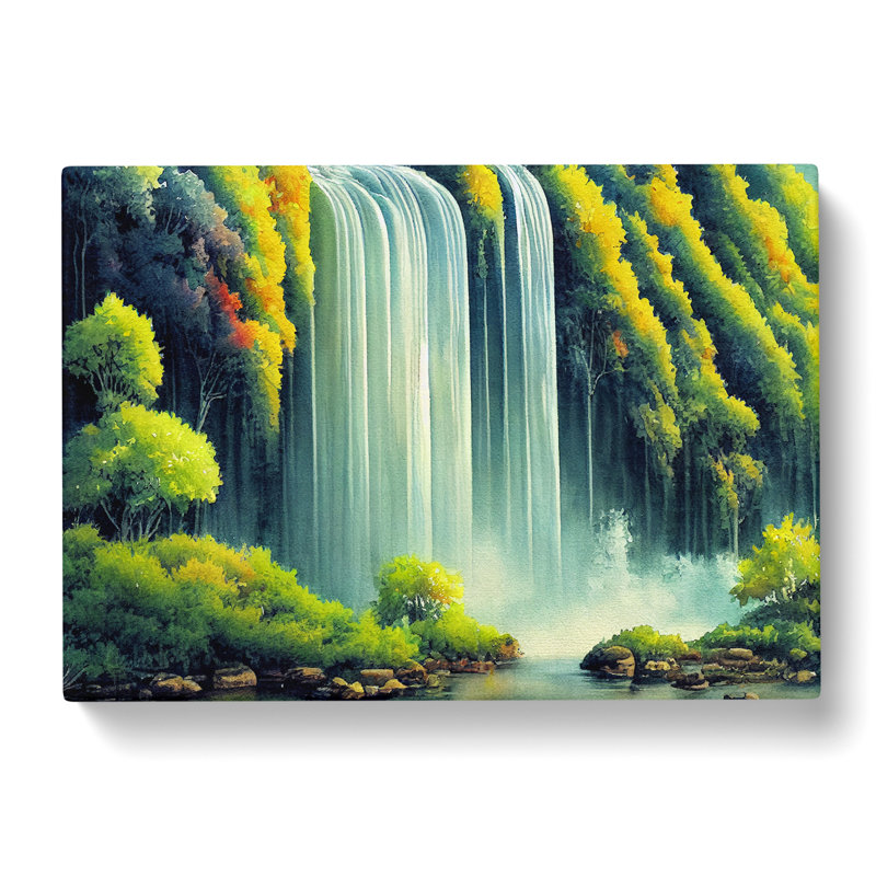 Lush Waterfall Vol.1 - Wrapped Canvas Painting, 35cm H x 50cm W x 3cm D