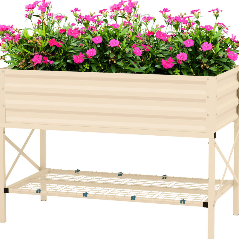 Boîte à fleurs surélevée en acier galvanisé crème pour une magnifique jardinière