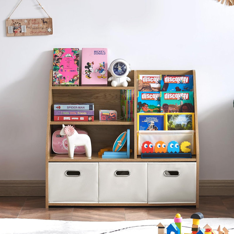 Organisateur de rangement pour livres et jouets pour enfants, Bois