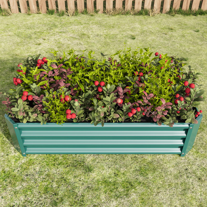 Metal Raised Planter Rectangle Bed For Vegetables, Plants, , - Rust Herbs, Easy Assembly, Proof, Green