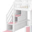 Lit mezzanine avec design cabane de jeu, marches de rangement, éclairage DEL et placards sous le lit-2090666725-2090666726