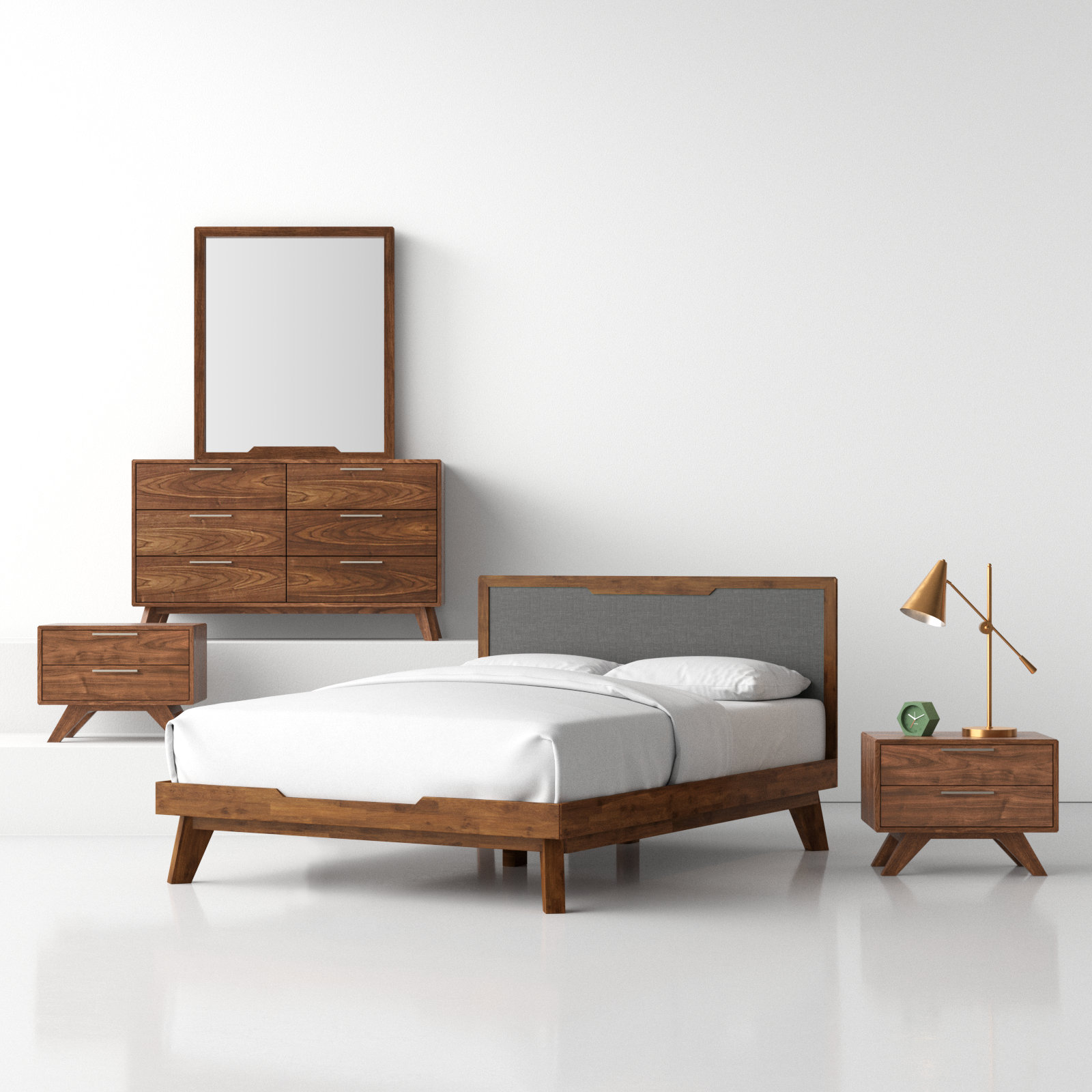 Glow 5-Piece Bedroom Set, Queen, Walnut