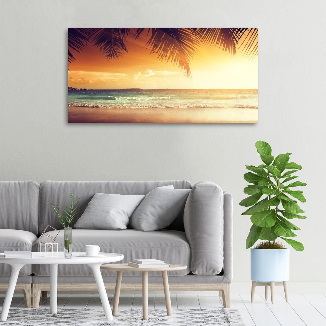 Leinwanddruck - Wandkunst - Drucke auf Leinwand - 100X50 Bildmotiv: Tropischer Strand